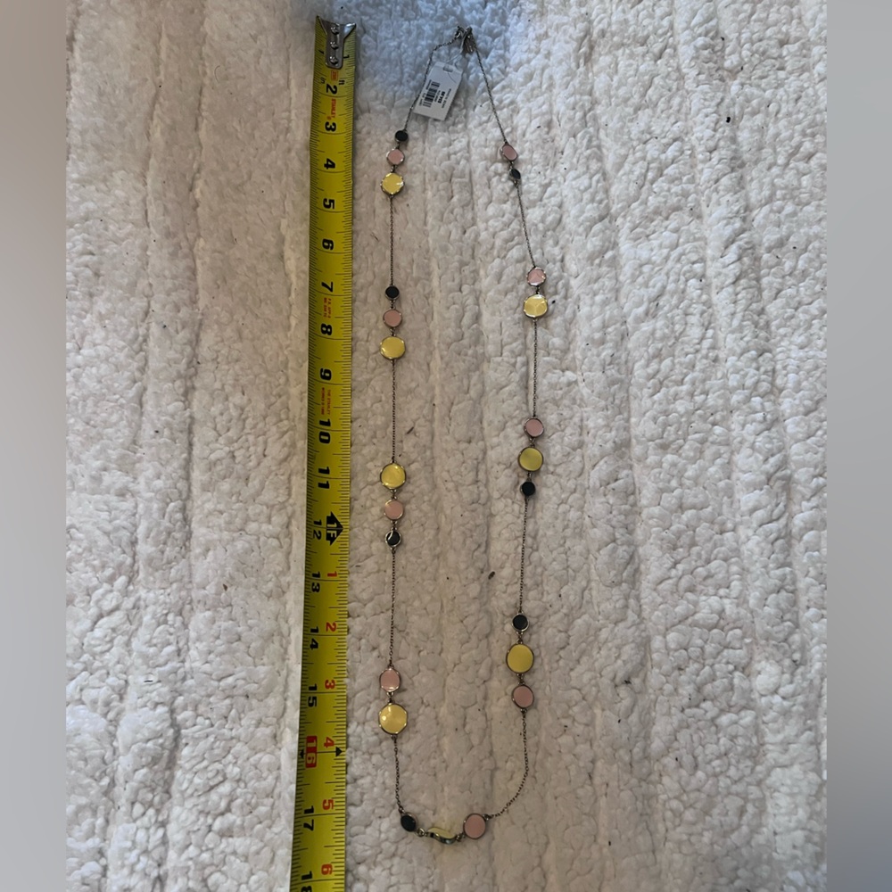 Loft Factory Long Layered Disc Necklace - Yellow, Pink, Blue